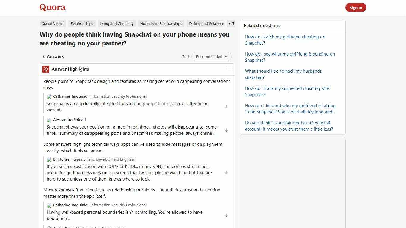Why do people think having Snapchat on your phone means you are cheating on your partner? - Quora